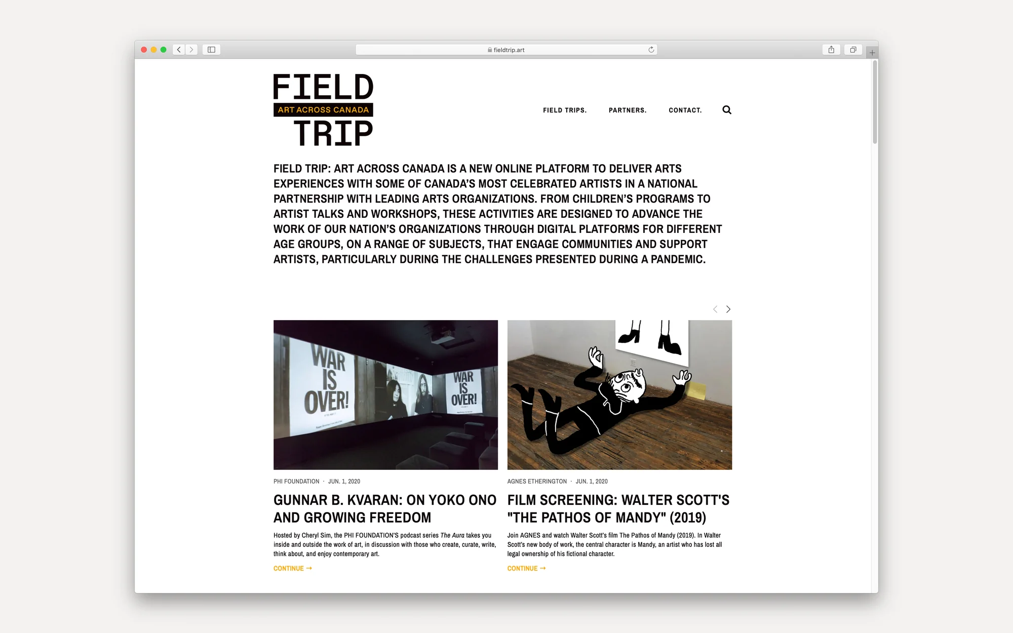 Contemporary Calgary — Field Trip website homepage with featured articles