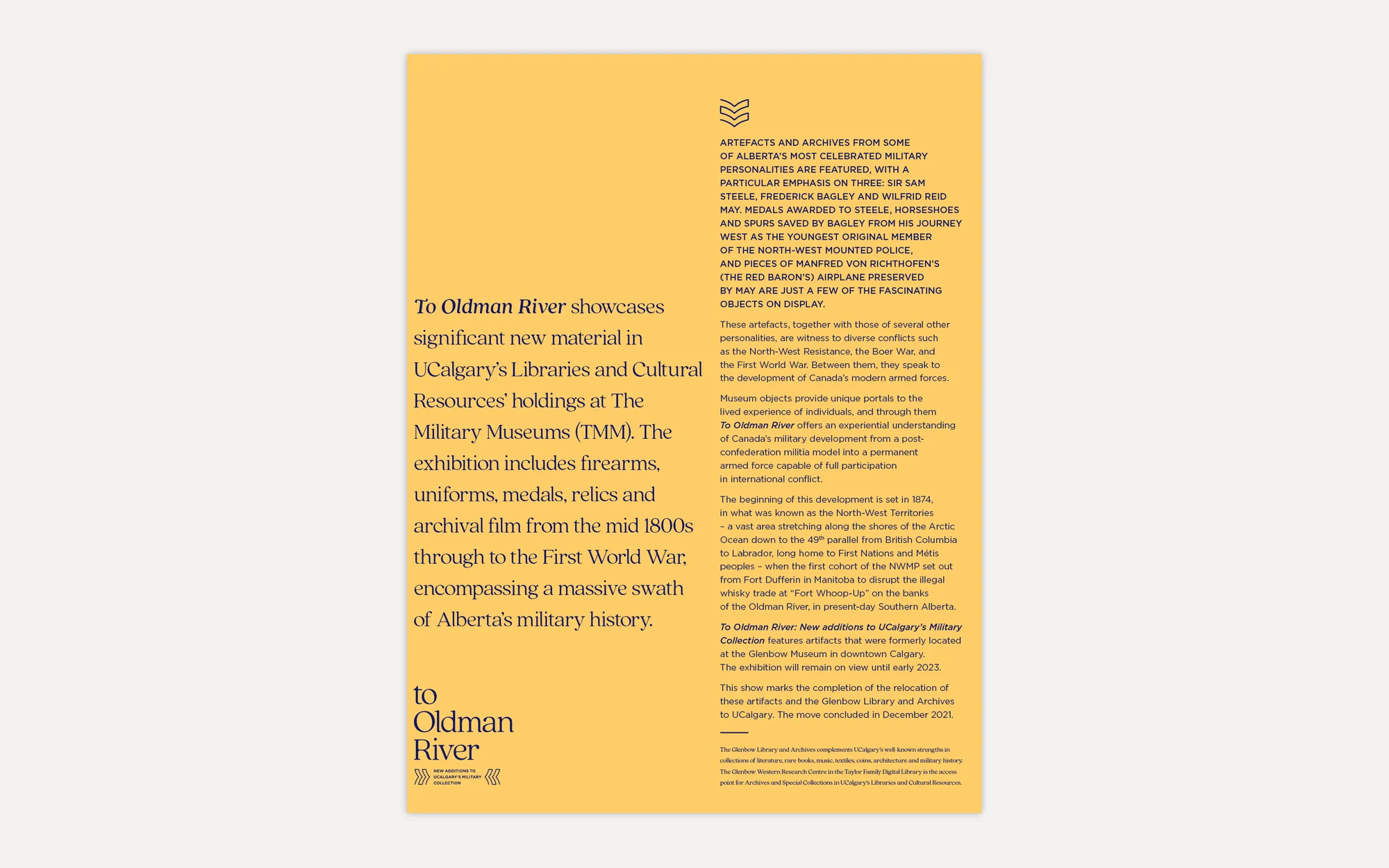 UCalgary Founders' Gallery — informational poster on Alberta military history exhibition