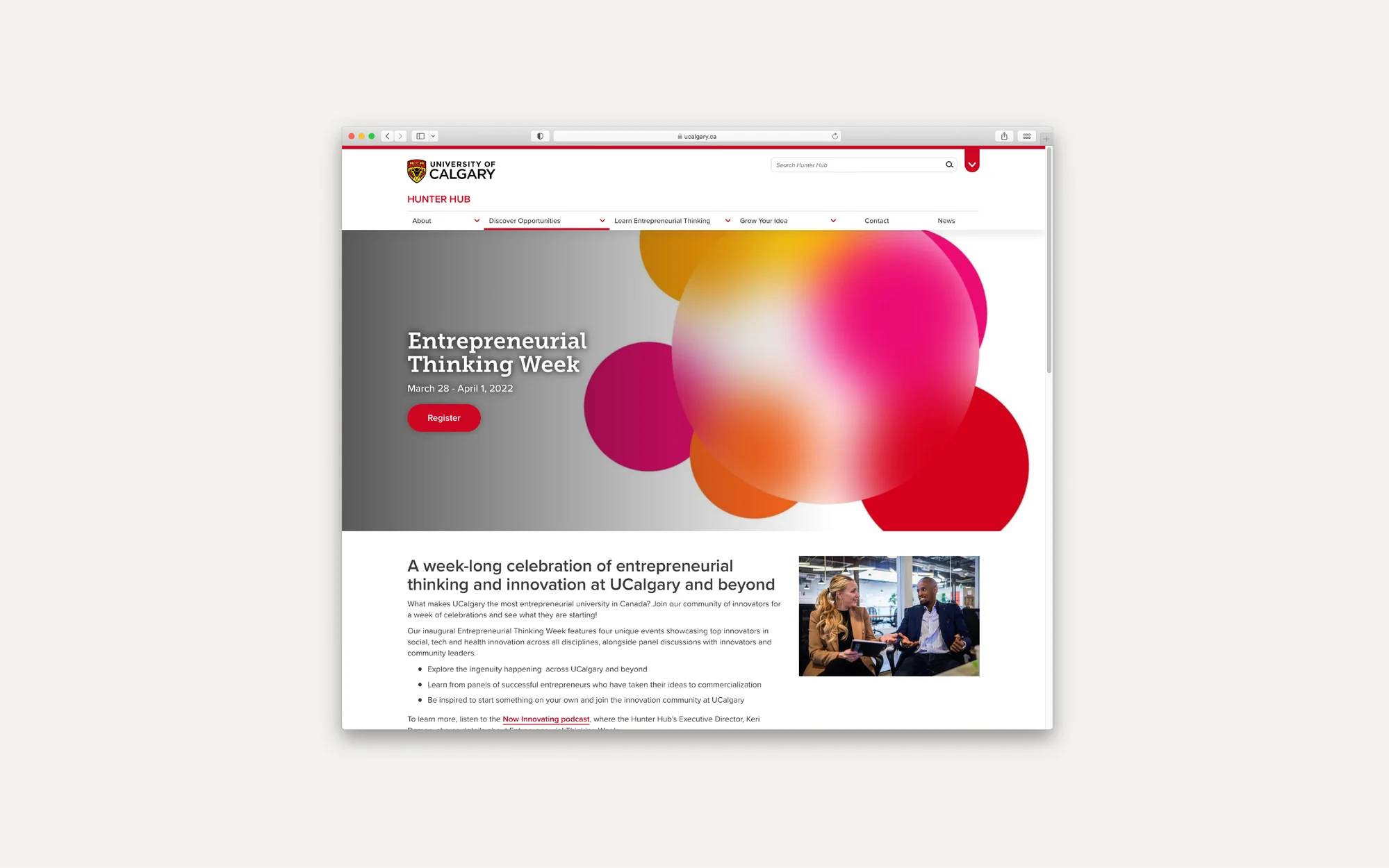 UCalgary Hunter Hub — Entrepreneurial Thinking Week print collateral