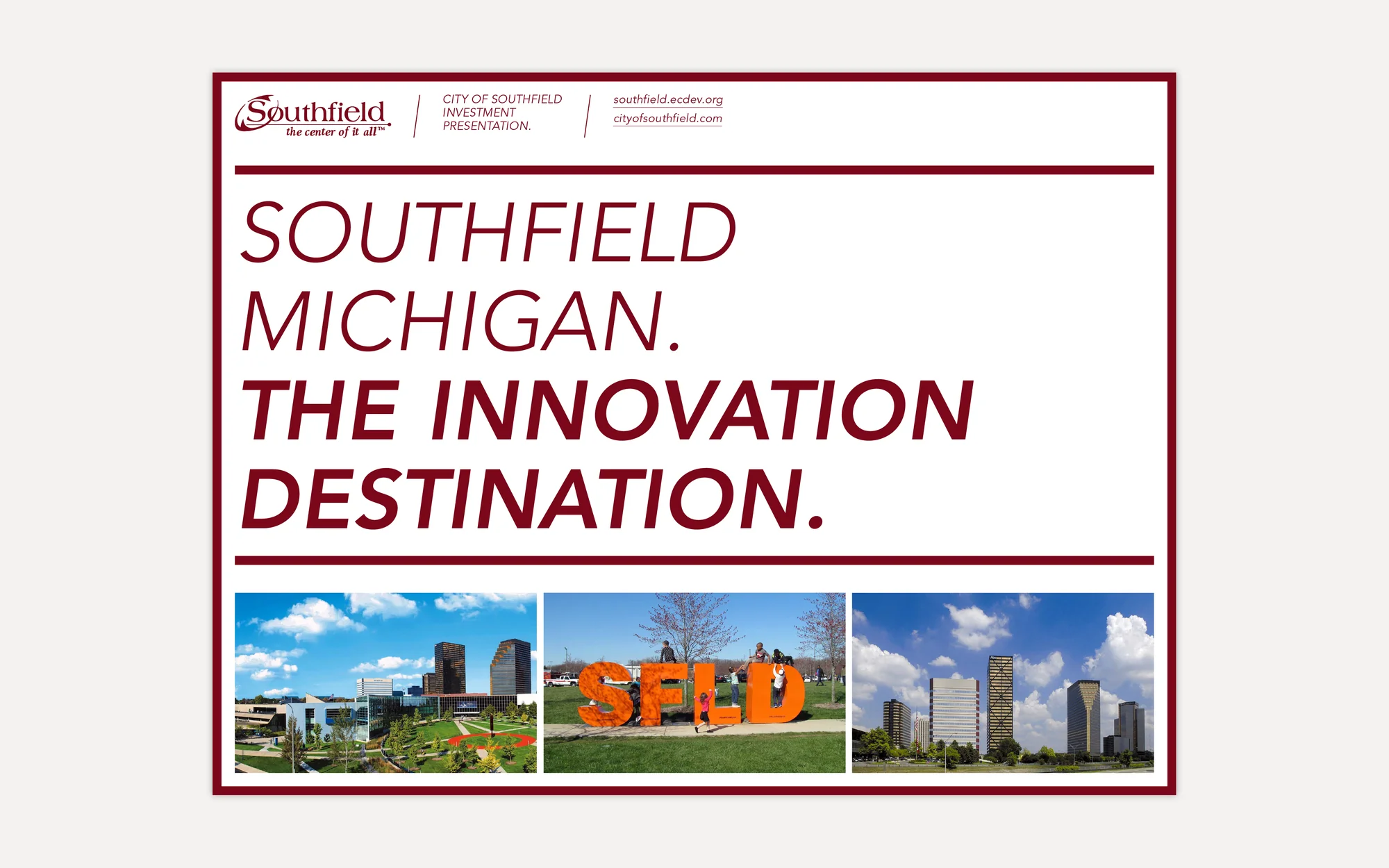City of Southfield, Michigan — presentation spread with custom map illustration
