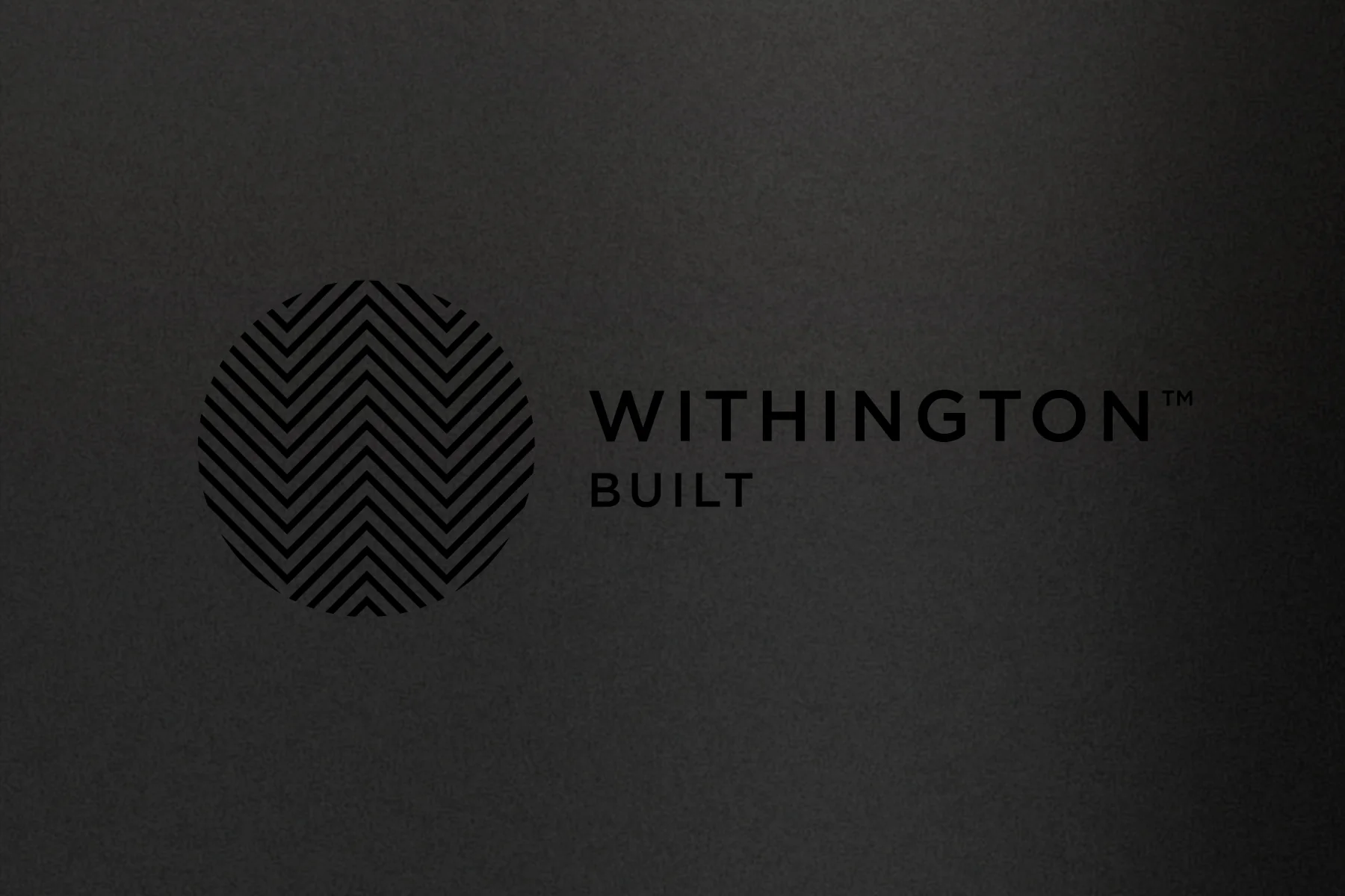 Withington Built — brand identity design detail, black and white chevron mark