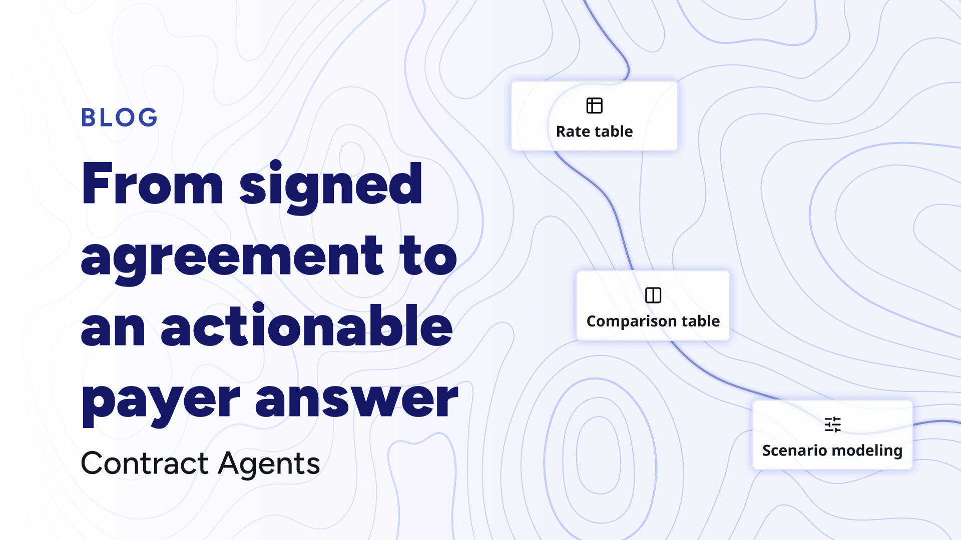 Contract Agents: from signed agreement to an actionable payer answer, with rate tables, comparison tables, and scenario modeling.