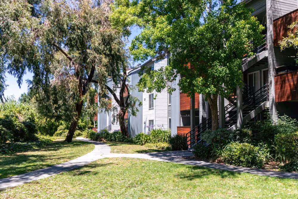 Apartment building and landscaping