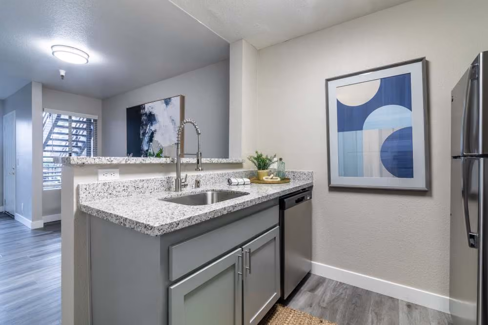 Kitchen with appliances and island