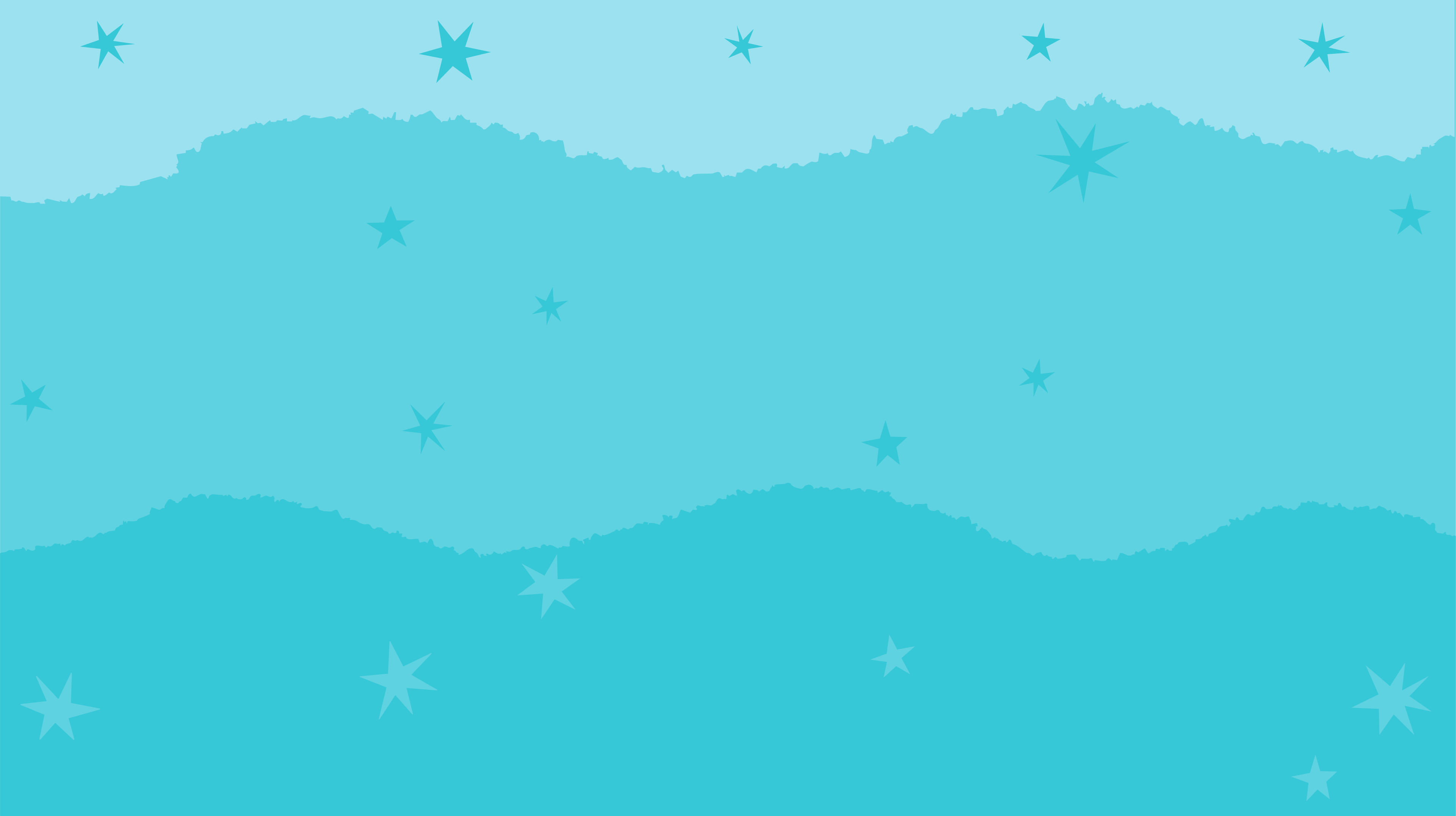Background design with different shades of blue in wavy layers and scattered star shapes