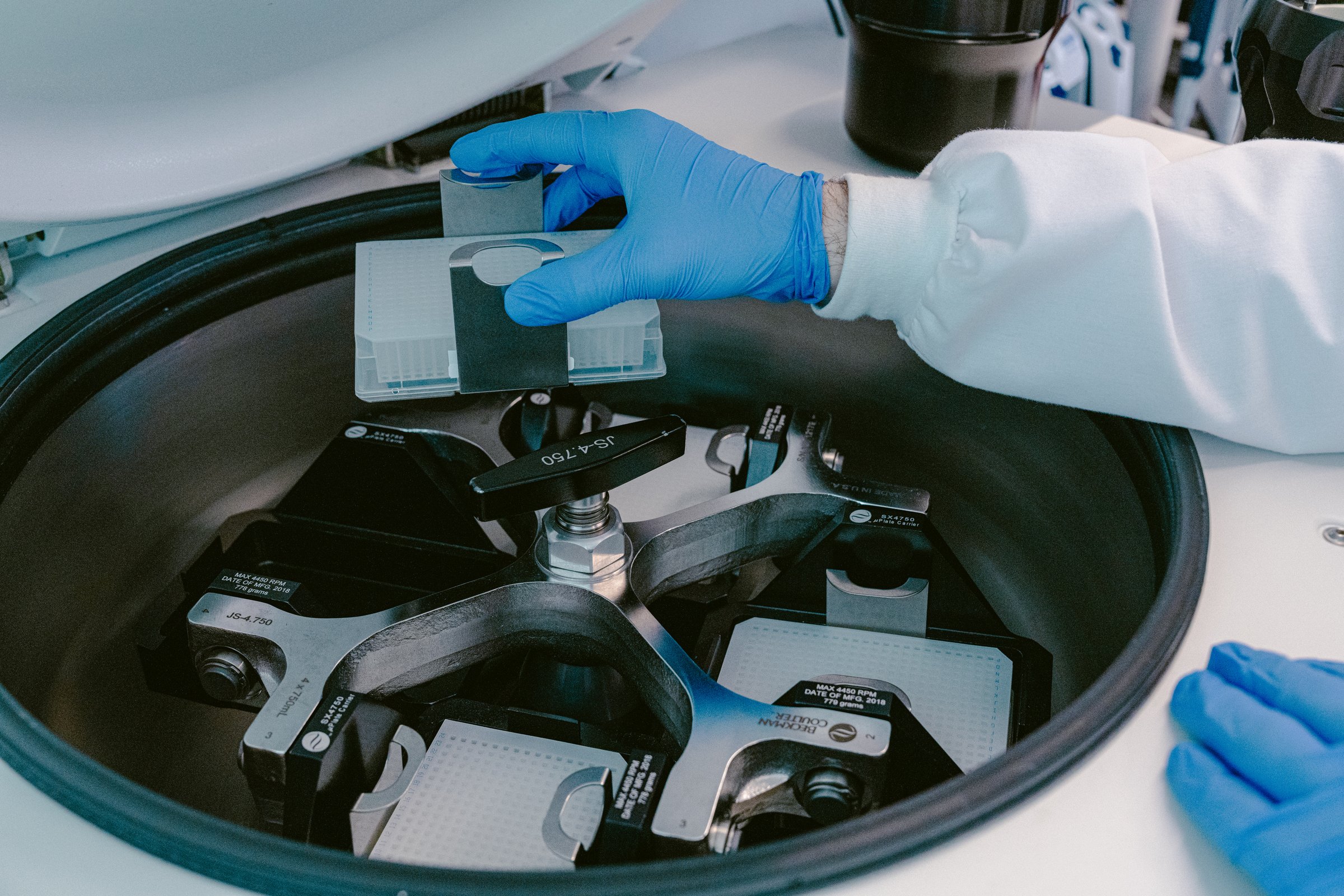Automated centrifuge in the Deep Genomics lab