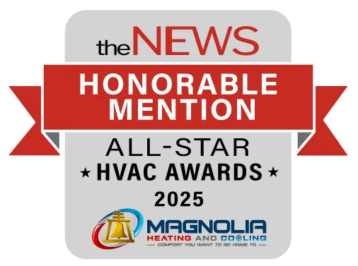 A badge for the News Honorable Mention All-Star HVAC Awards in 2025.