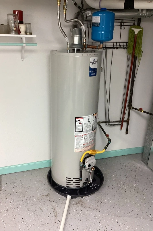 A water heater in a customer's house.