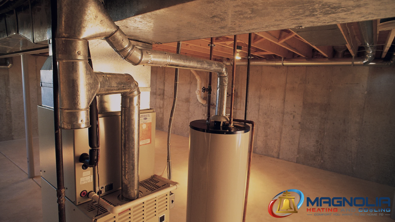A furnace in a house.