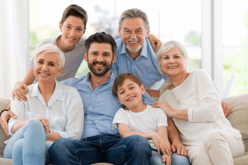 Happy family on a couch