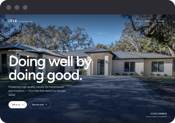 Design 2 of the Nova Construction homepage