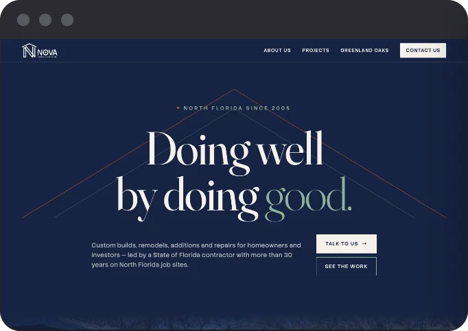 Design 1 of the Nova Construction homepage