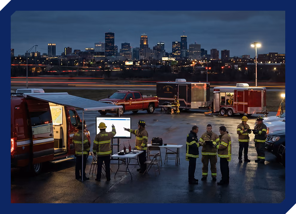 Group of firefighters using 10-8 Systems CAD