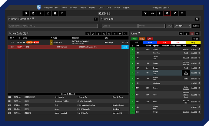 10-8 Systems CAD Dashboard