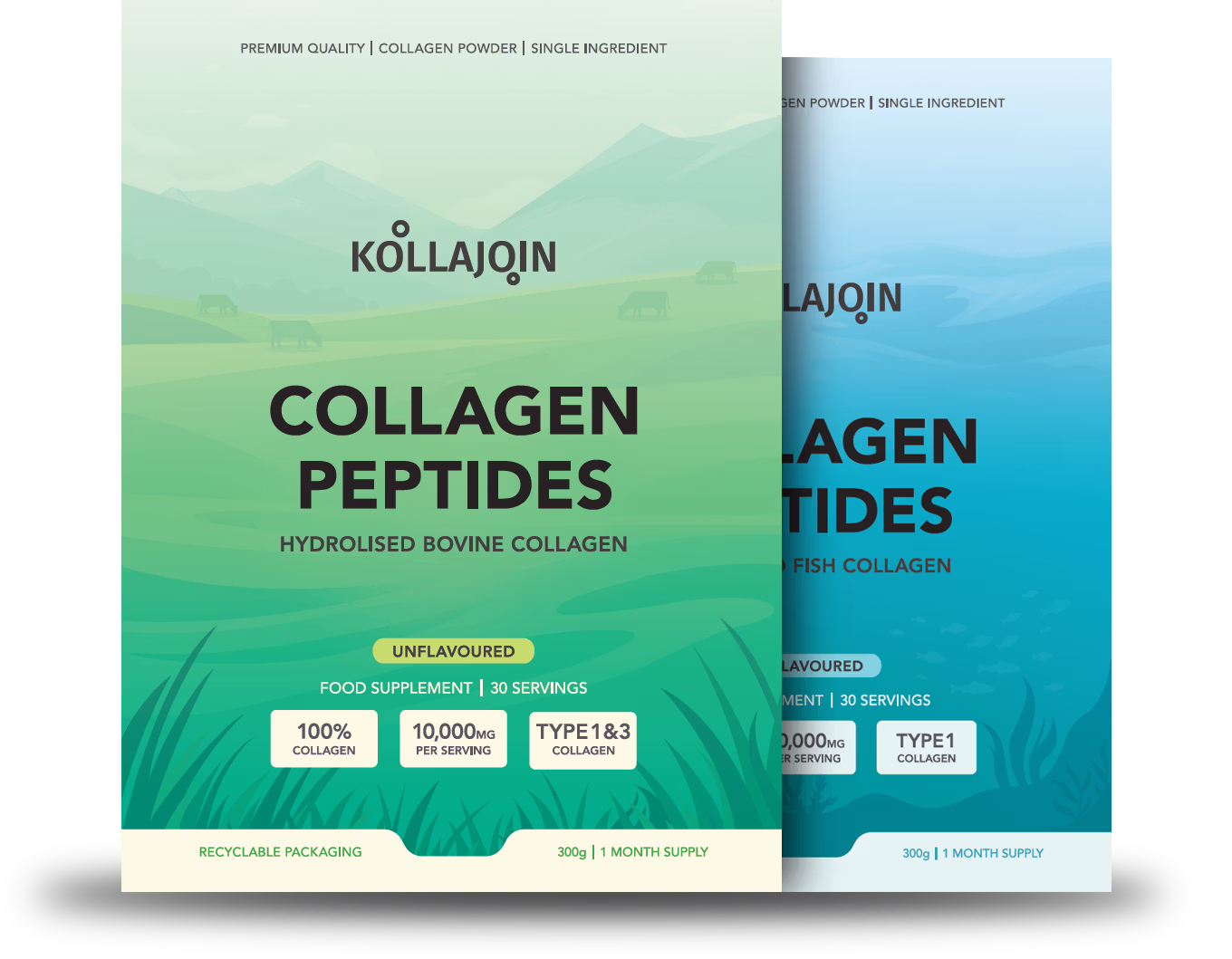 Kollajoin fish and bovine collagen products