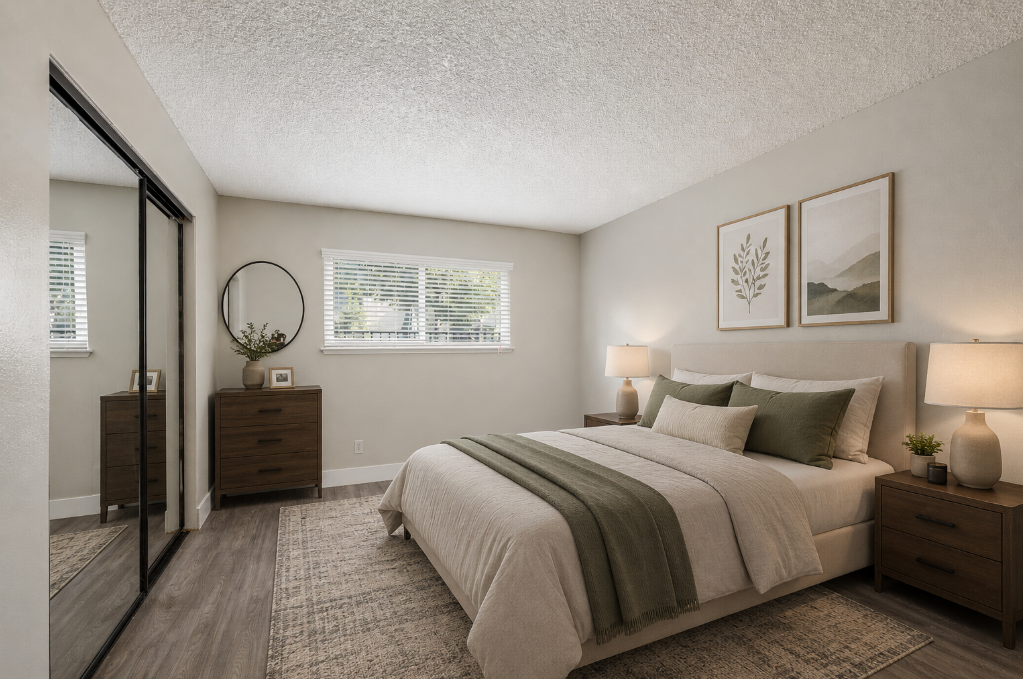 Bedroom with bed and decor