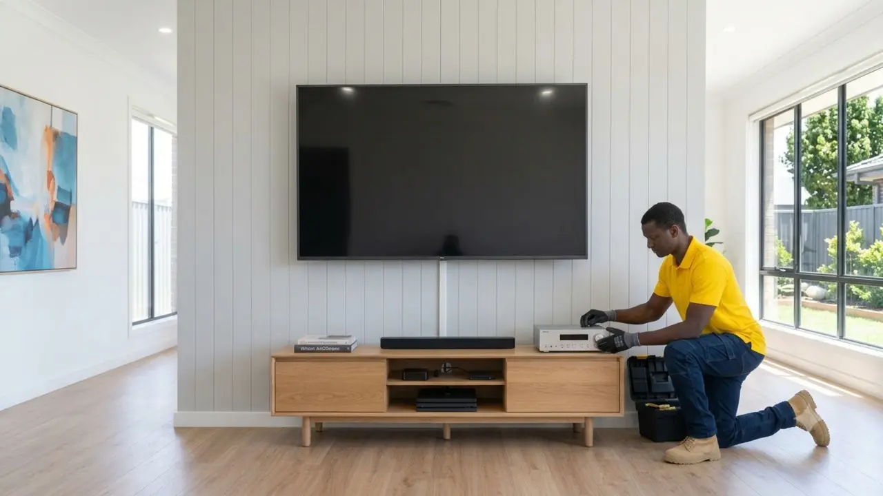 Economy TV Mounting with surface wire management