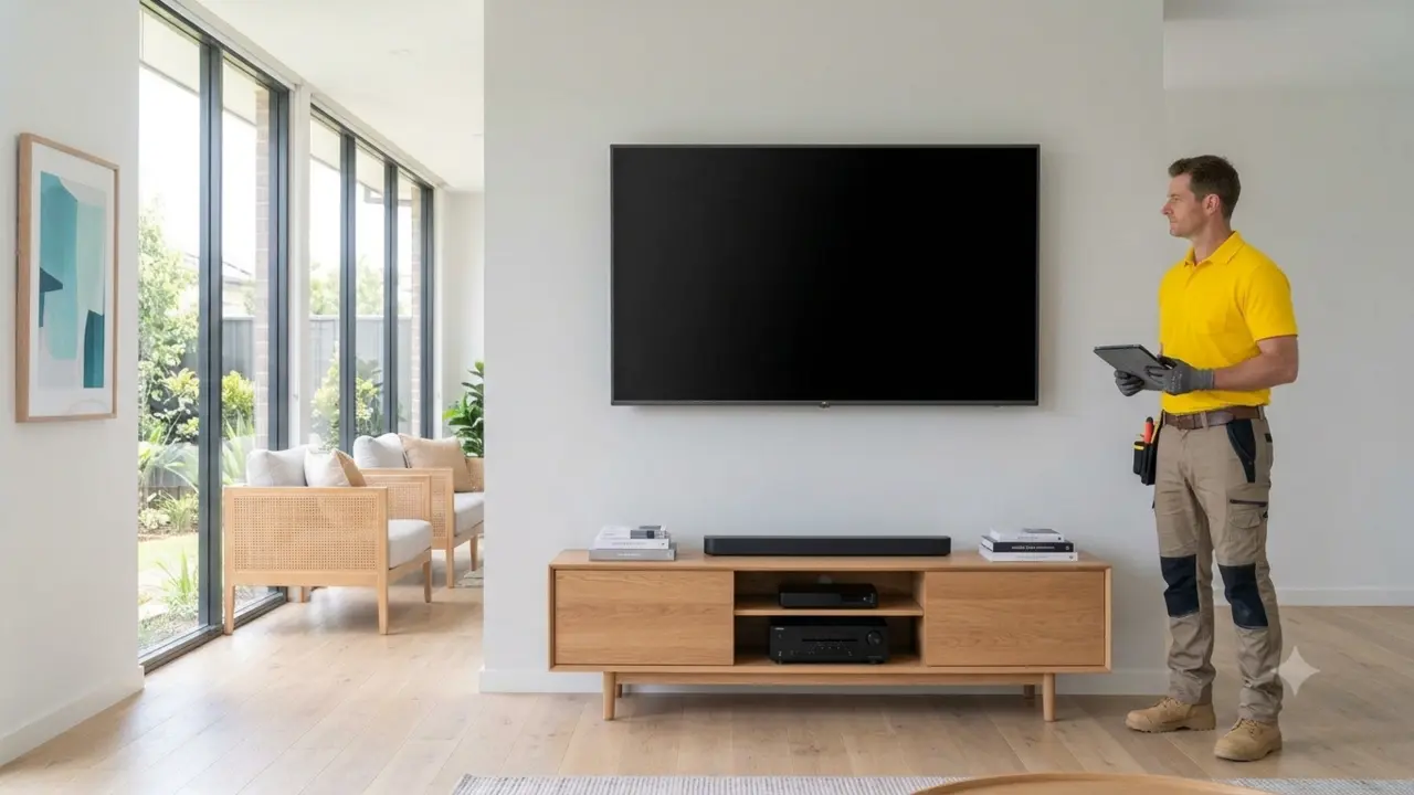 Premium TV mounting with in-wall wire concealment