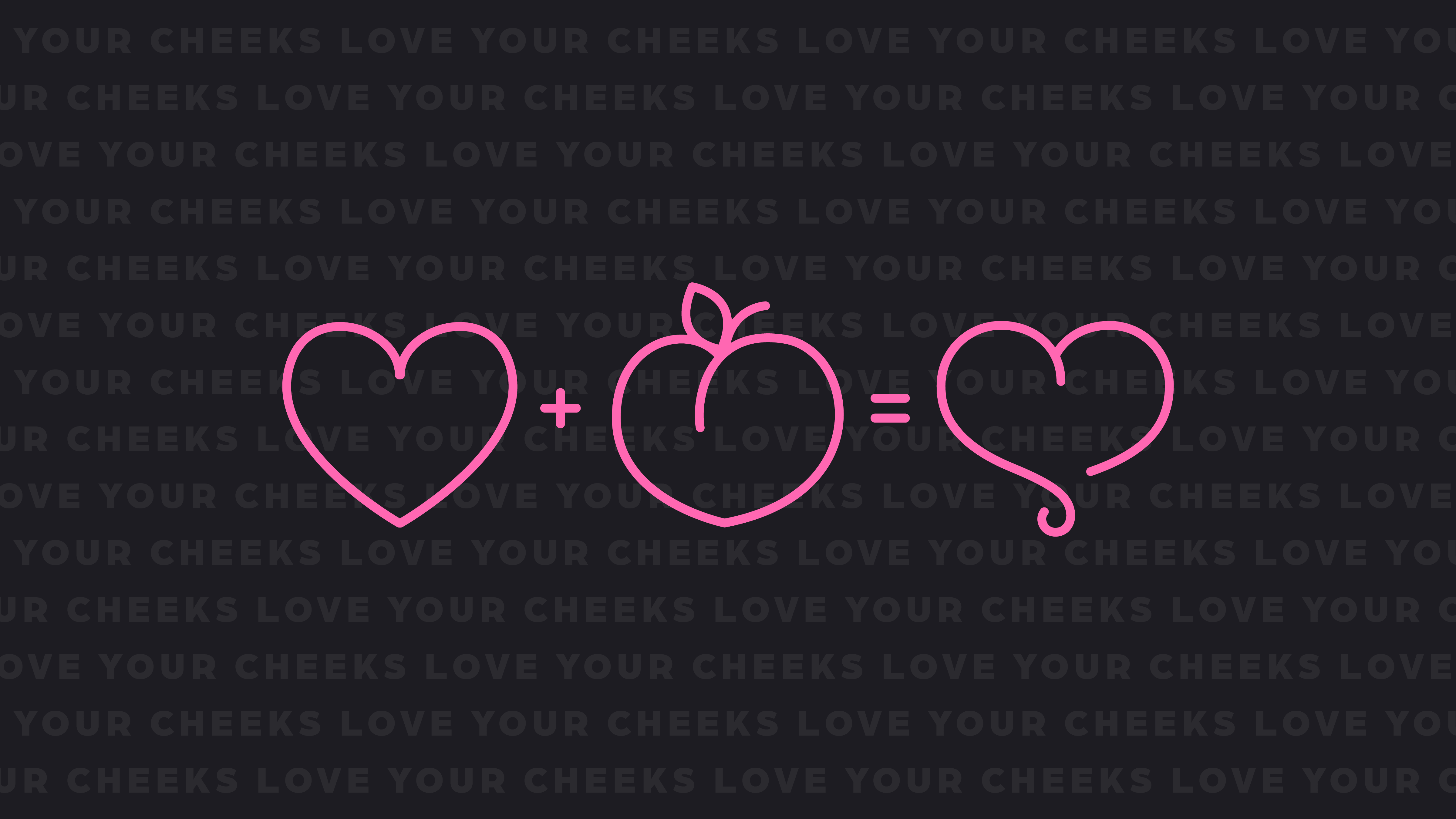 image of a heart plus a peach equals the cheeky life logo