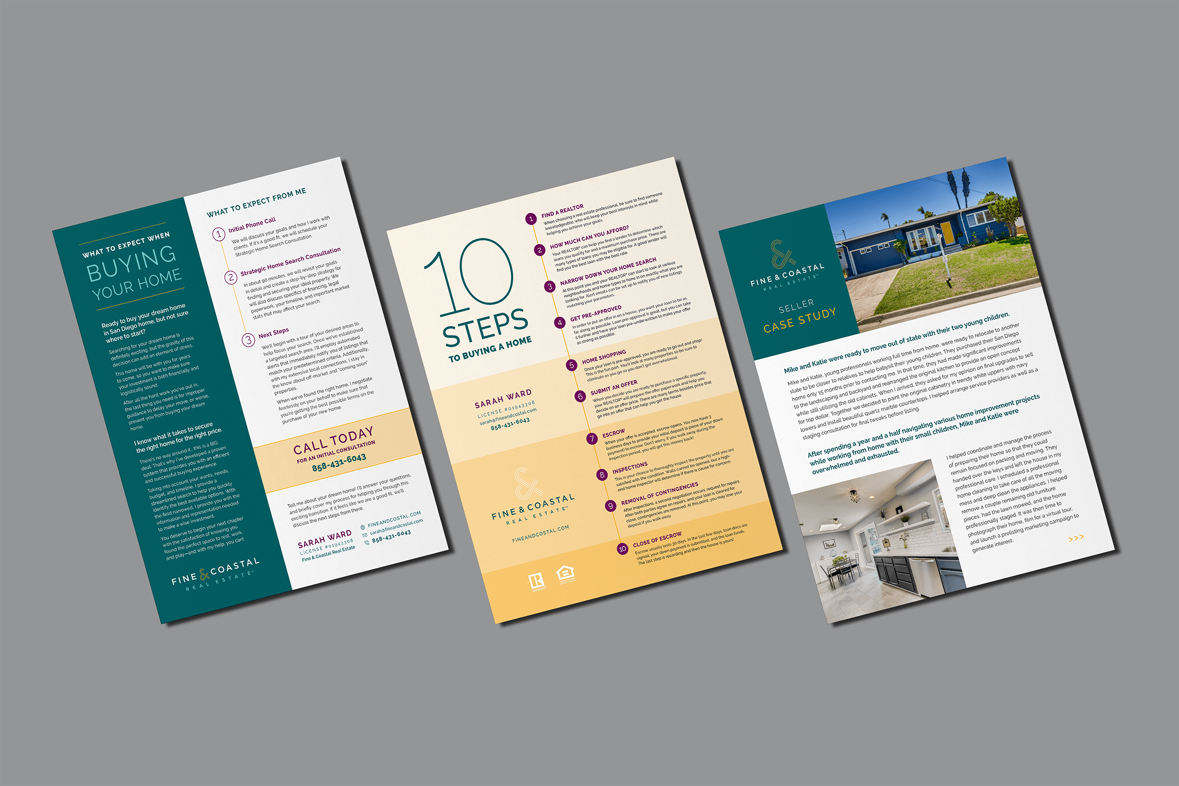 image of three flyers on grey background