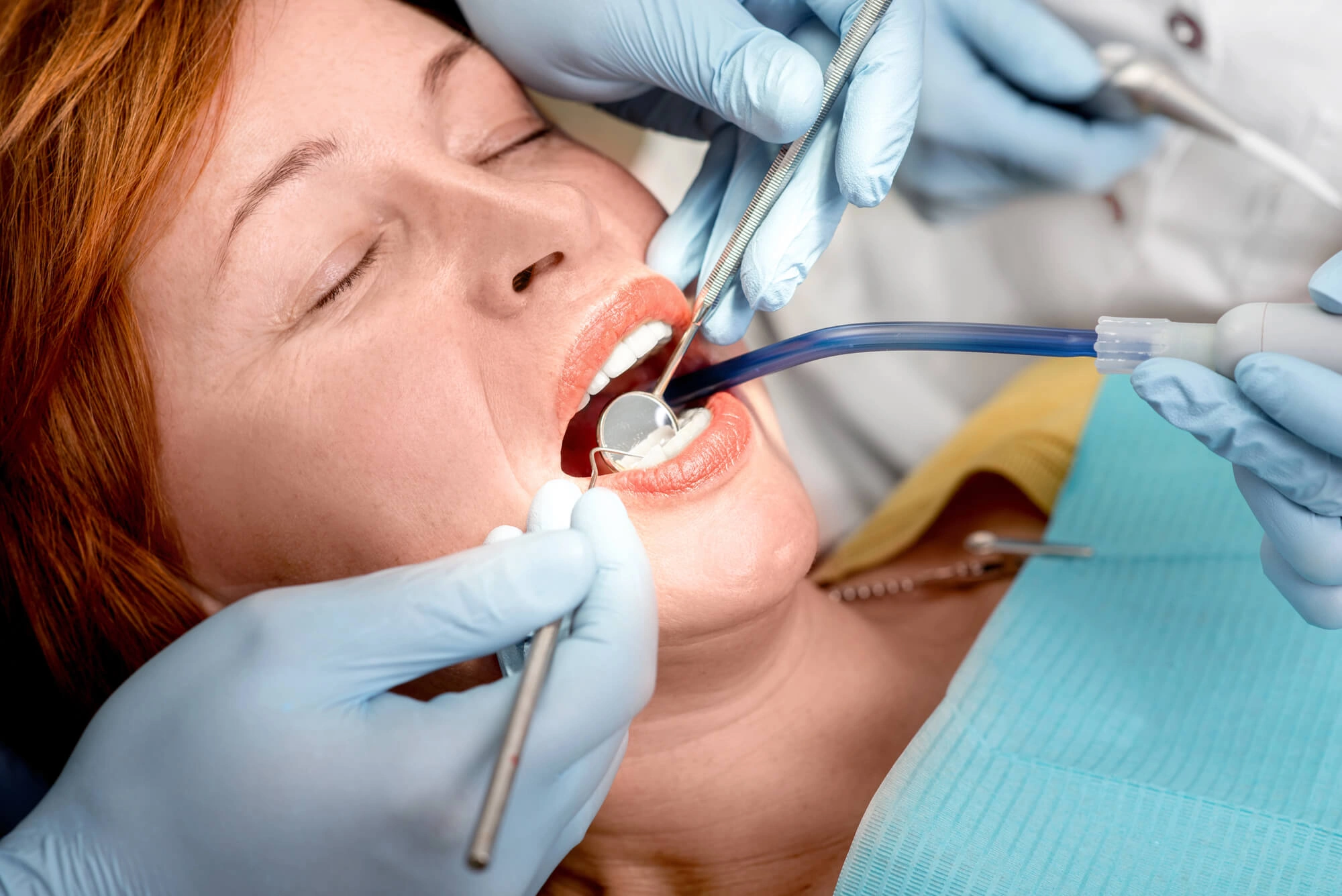woman getting a dental exam