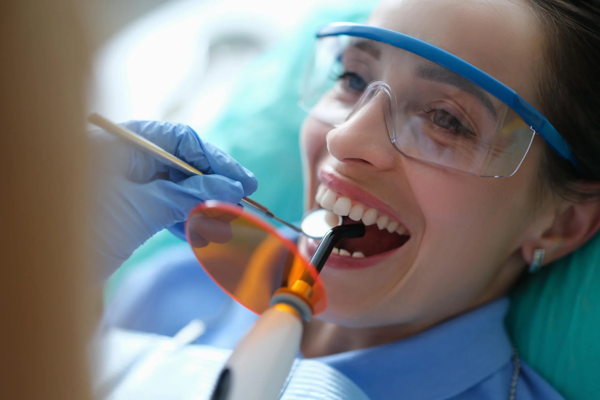 woman getting a professional dental exam