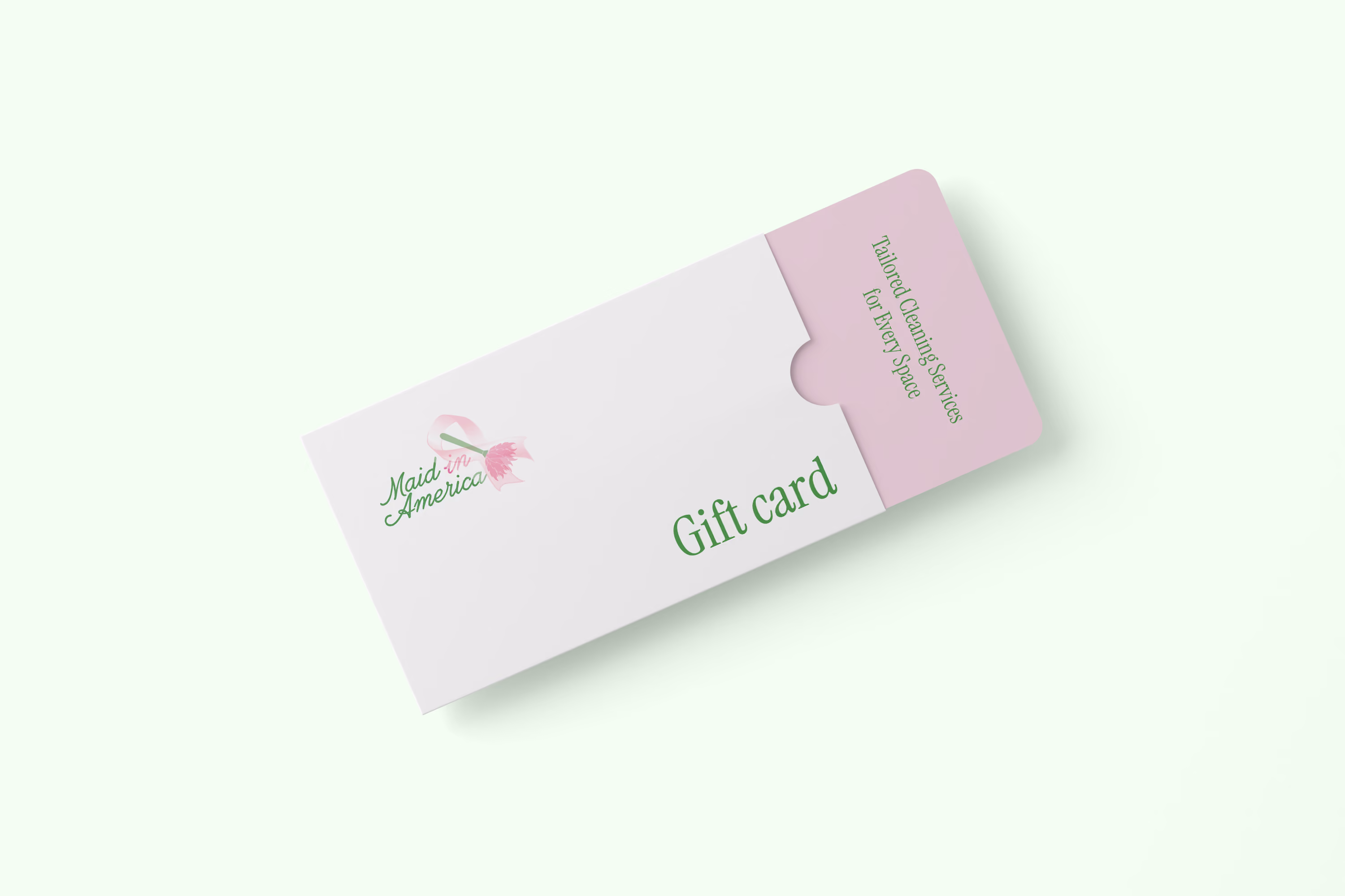 Gift certificate card for professional home cleaning services.