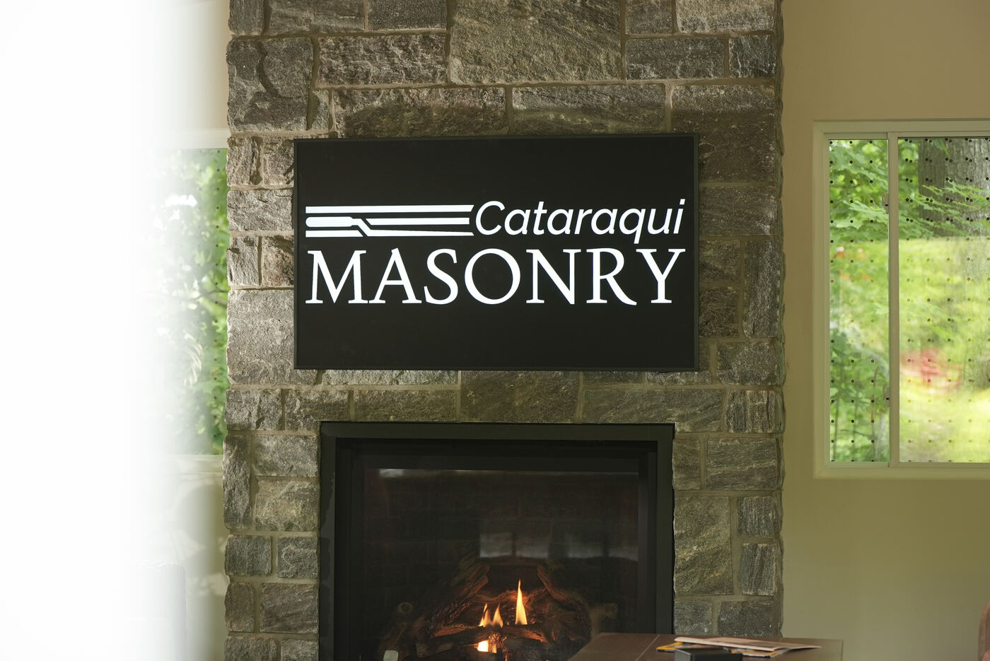 Custom interior stone fireplace