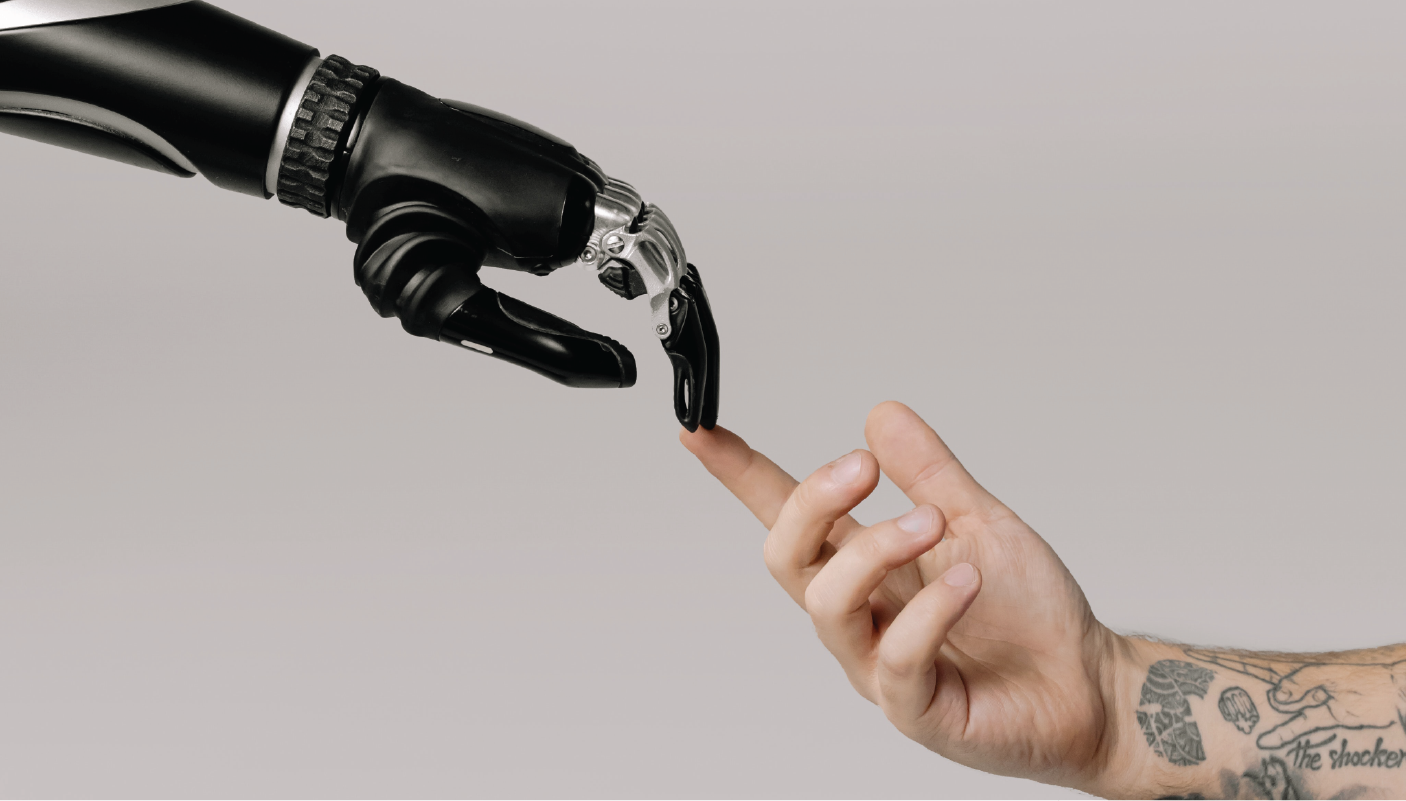 robot and human shaking hands