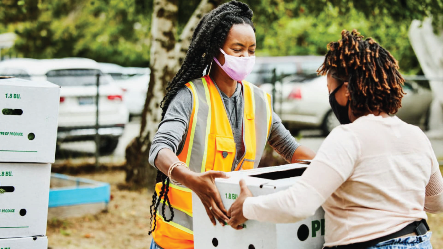Woman volunteering at a food bank