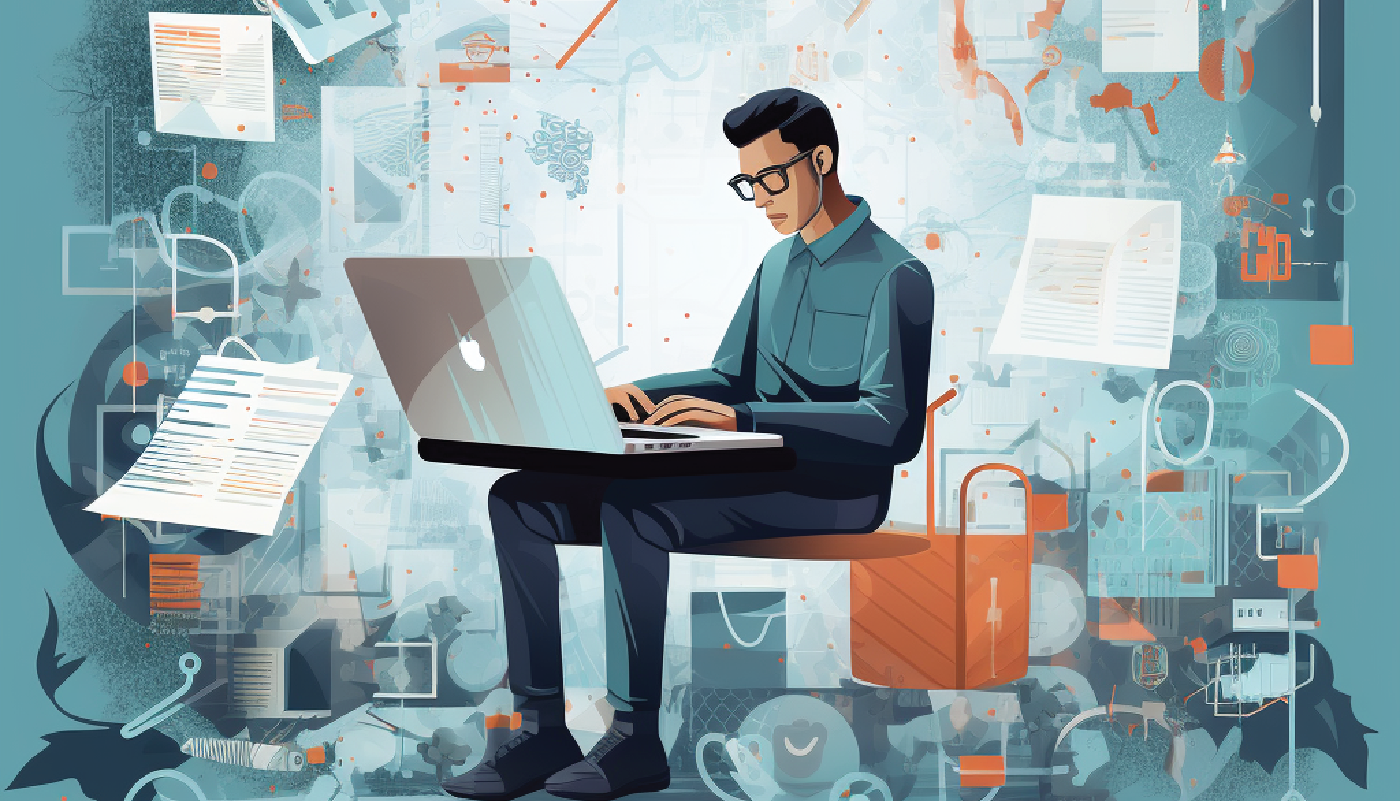 Man using AI to do marketing work