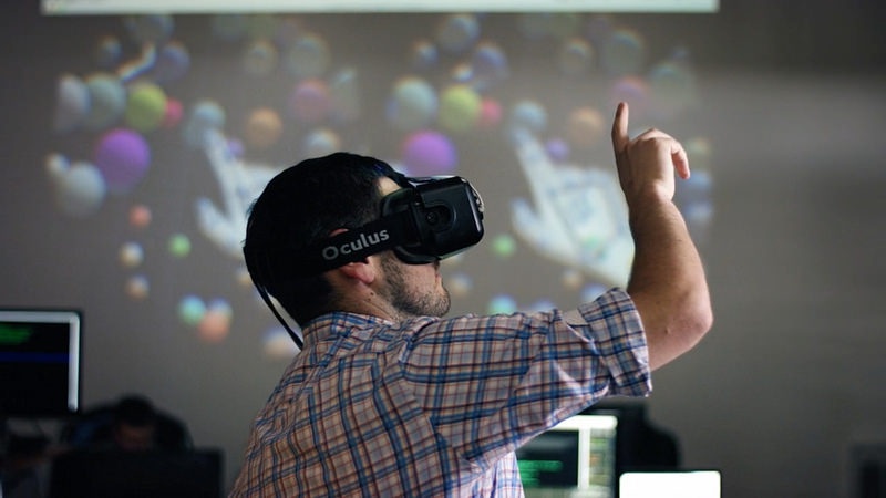 Founding Partner of Yeti LLC, Tony Scherba, playing with the Oculus Rift