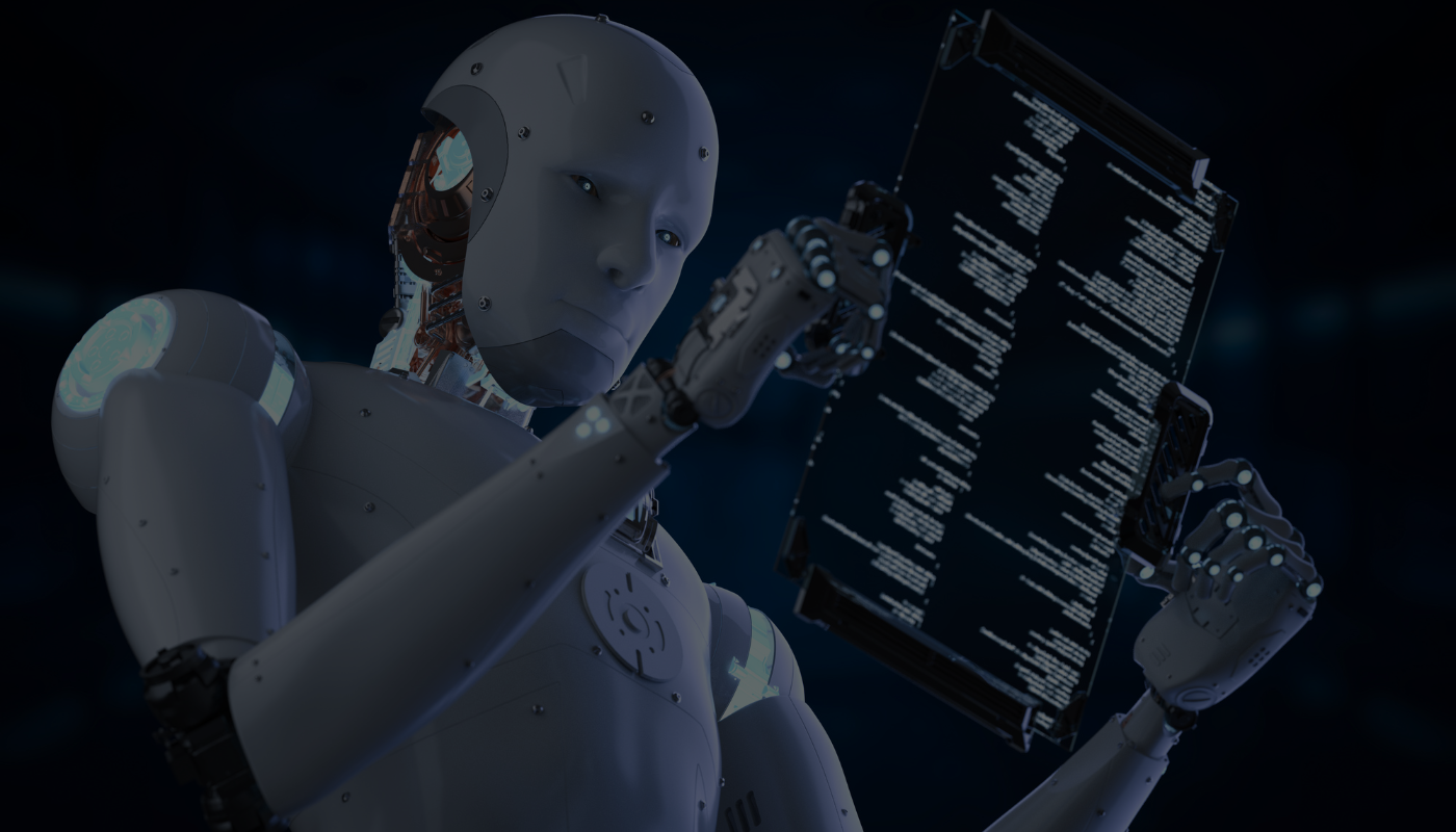 an AI robot vibecoding