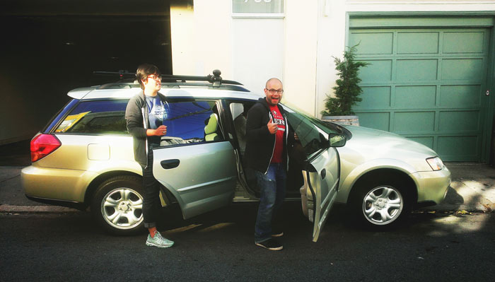 rudy and baylee getting in the car!
