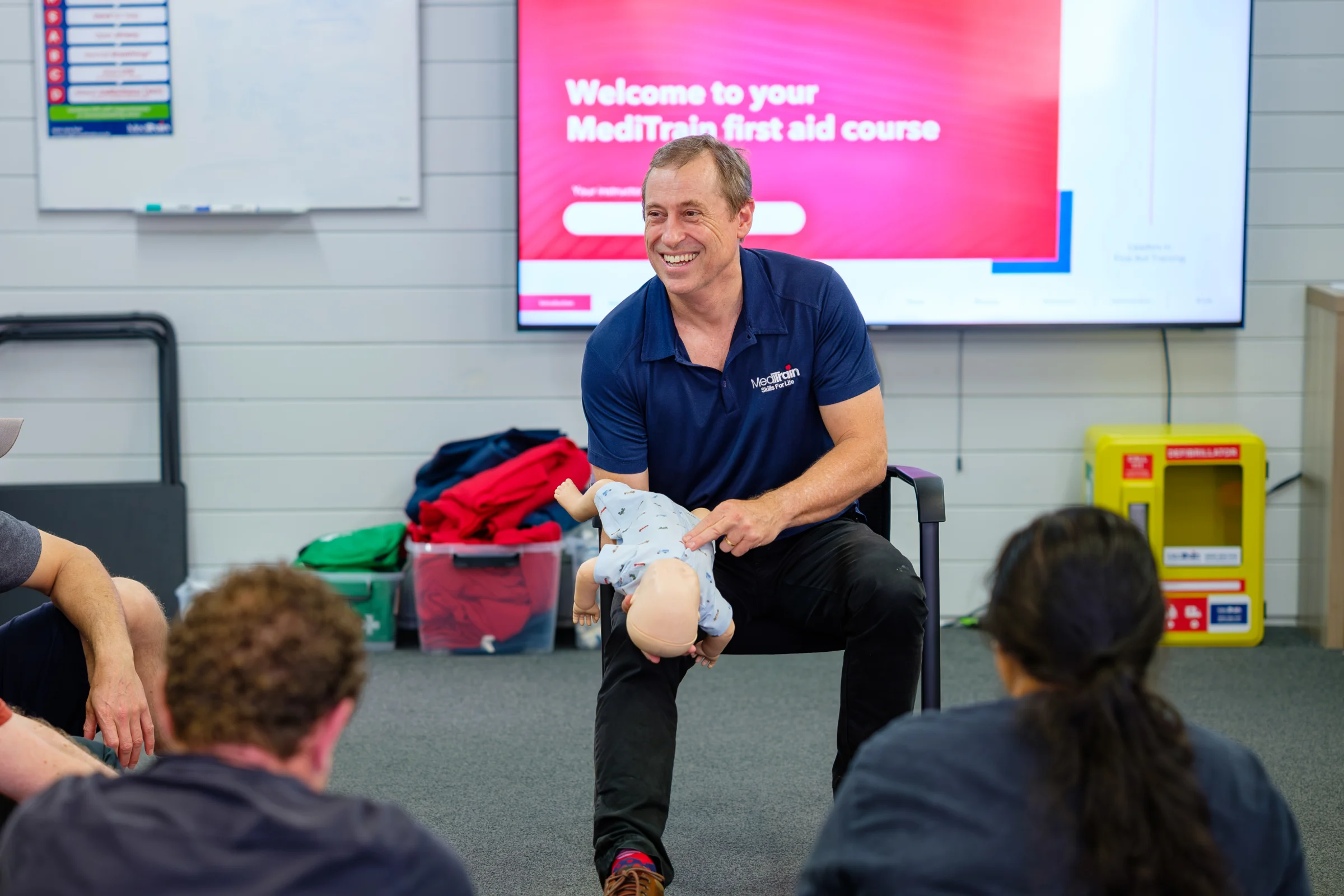 MediTrain instructor teaching a first aid class in Hamilton