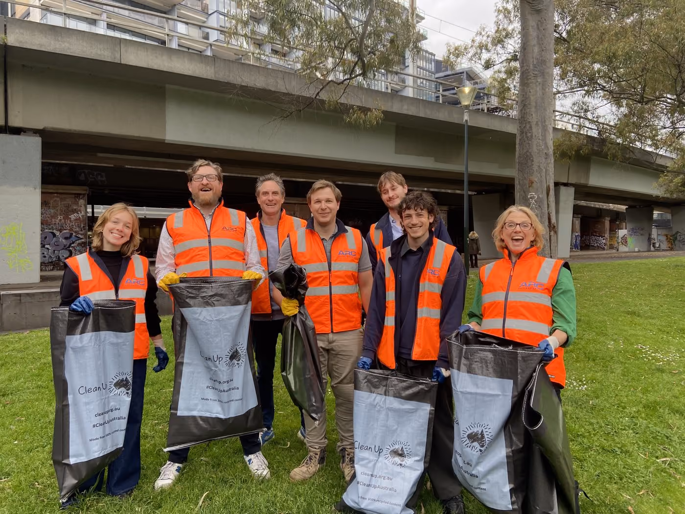 ARC Environmental team in high visibility vests at a community clean up