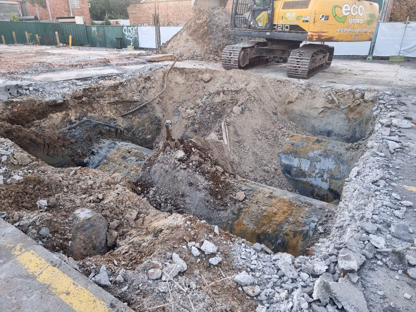 Excavation after removal of underground fuel storage tanks