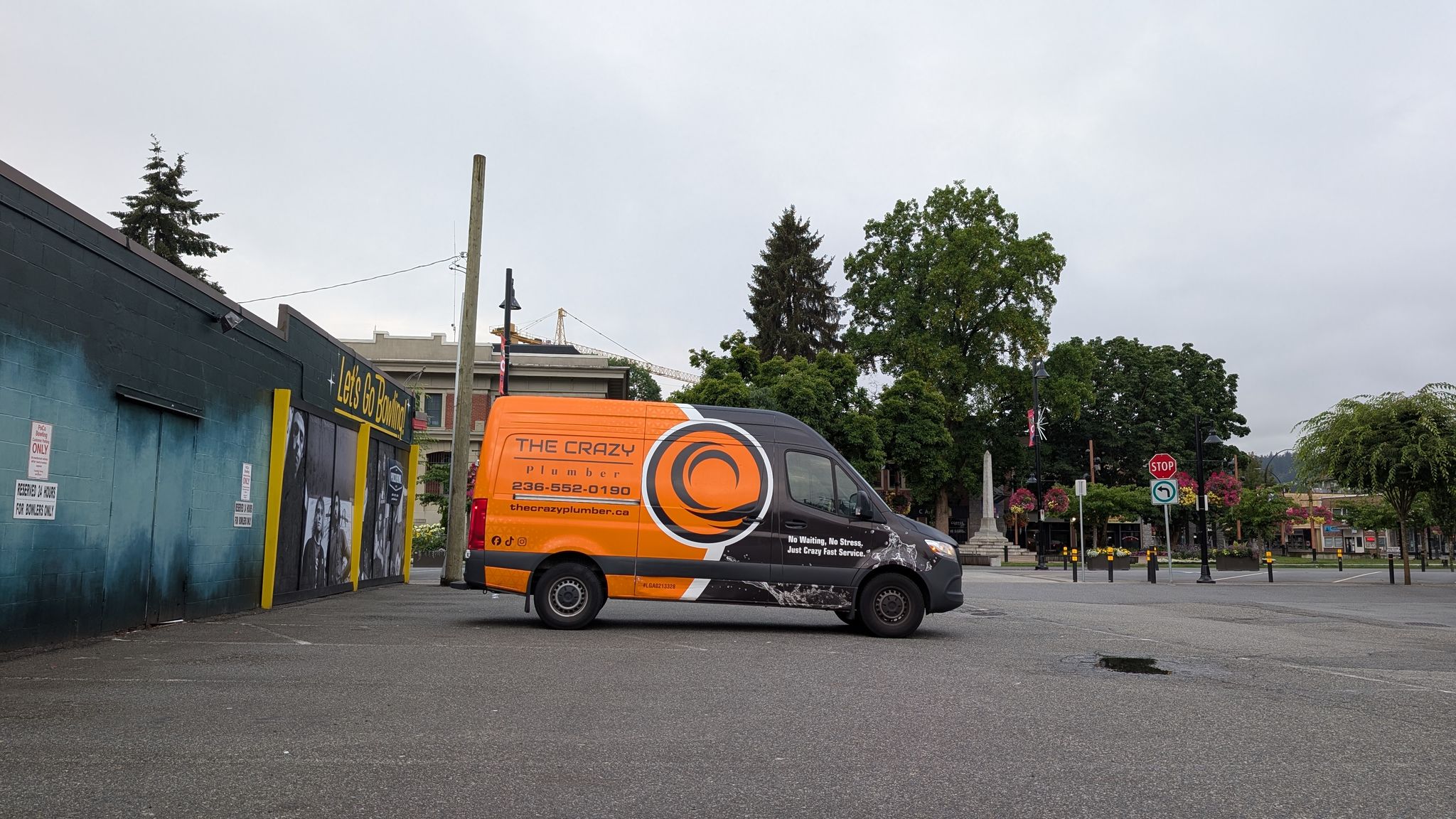 The Crazy Plumber service van near Leigh Square in Port Coquitlam, BC
