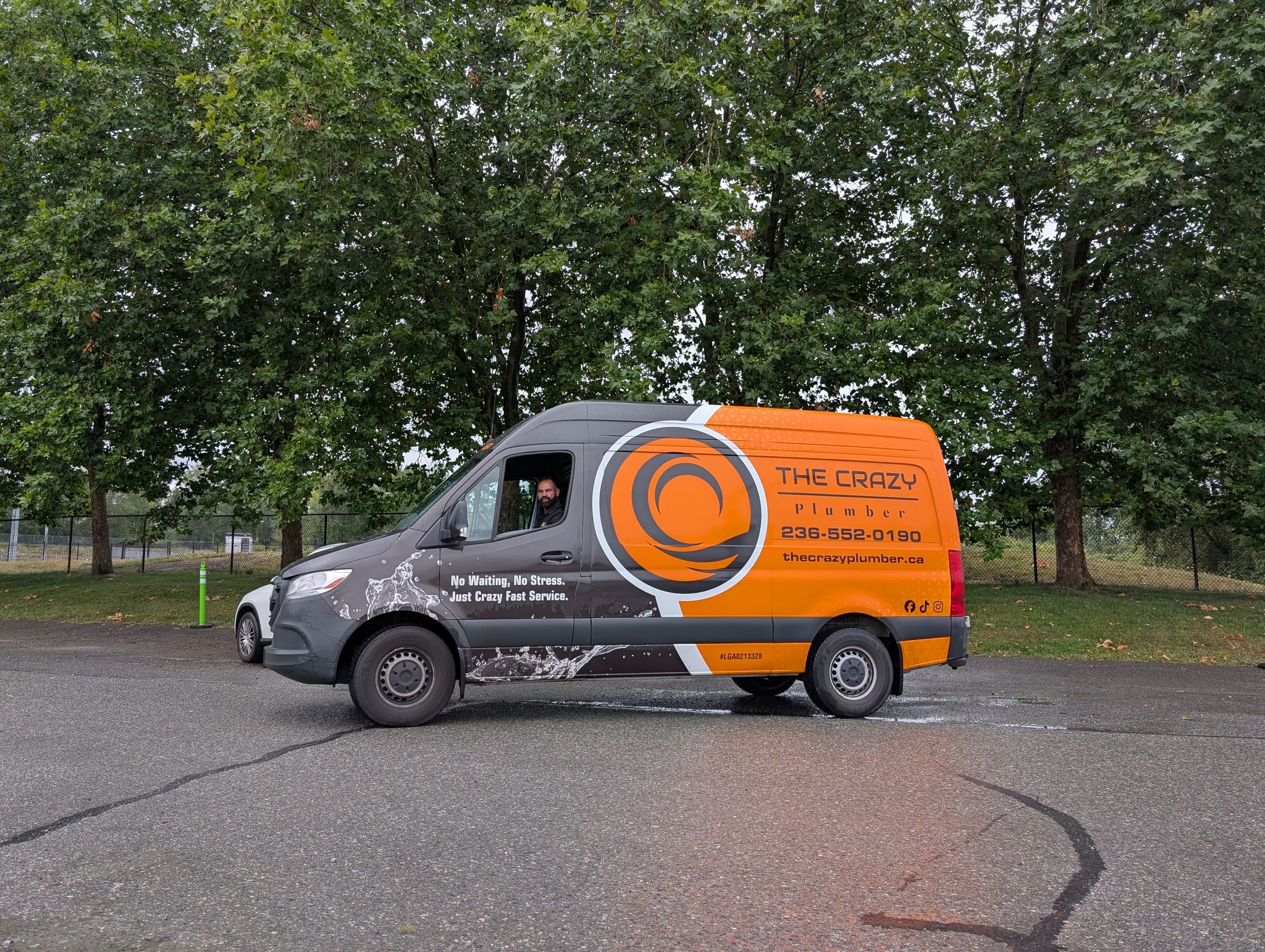 The Crazy Plumber service van near the Cloverdale Fairgrounds in Surrey, BC