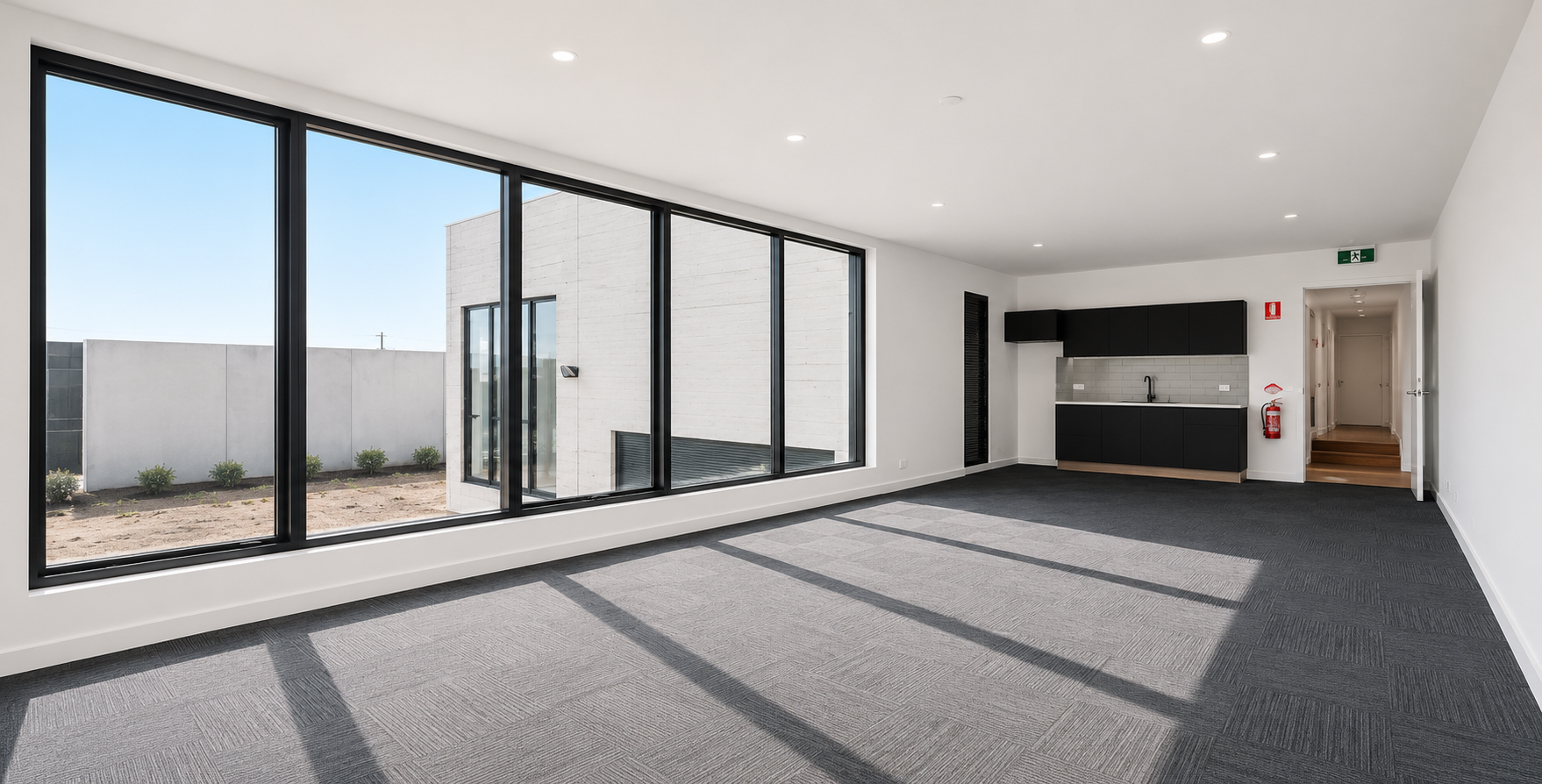 [background image] image of modern office building exterior (for a ai biotech company)