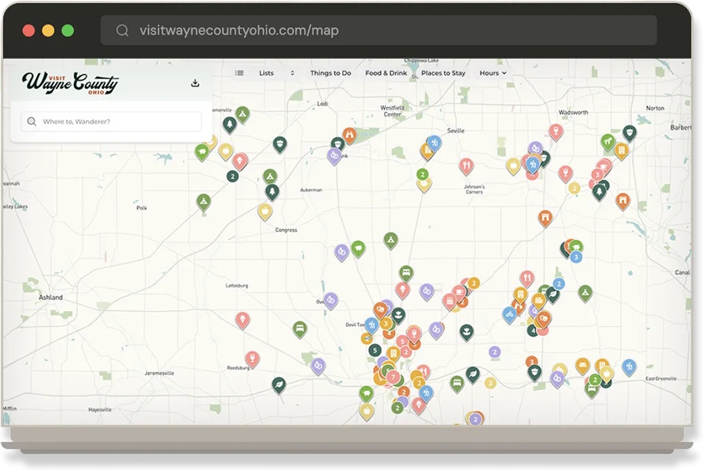 Explore Wayne County CVB's WanderMaps