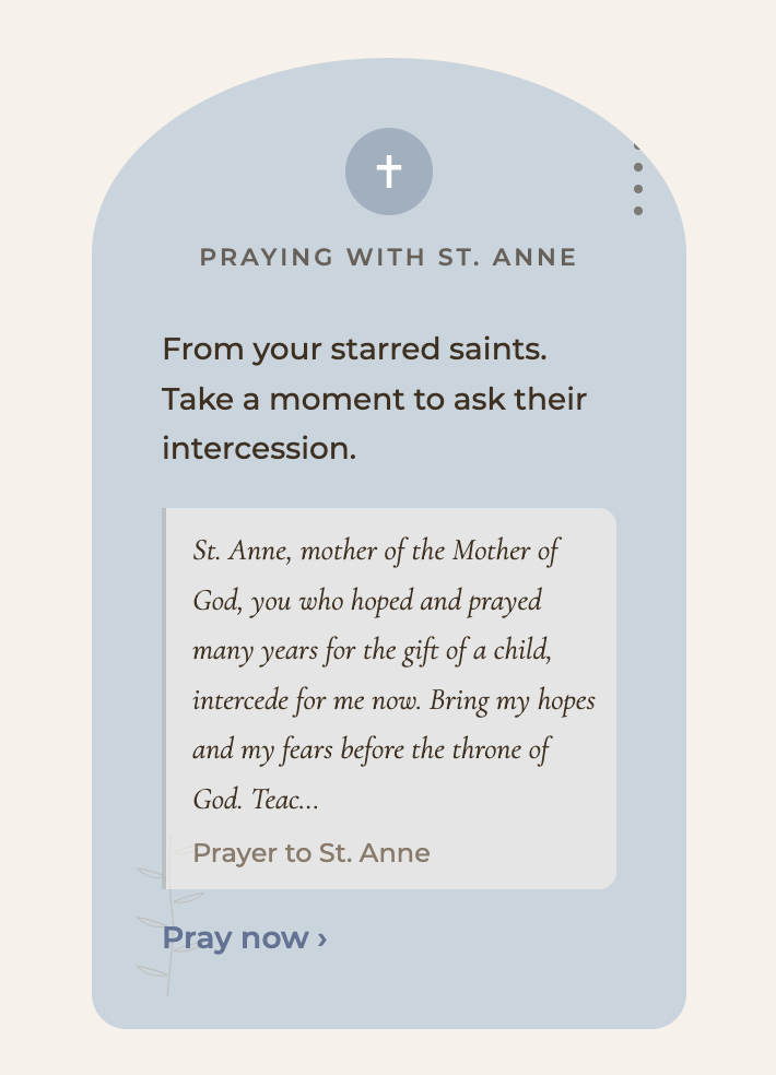 Corvia prayer to a starred saint, with the saint's feast day noted