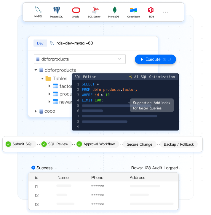 NineData Database DevOps product illustration on the homepage