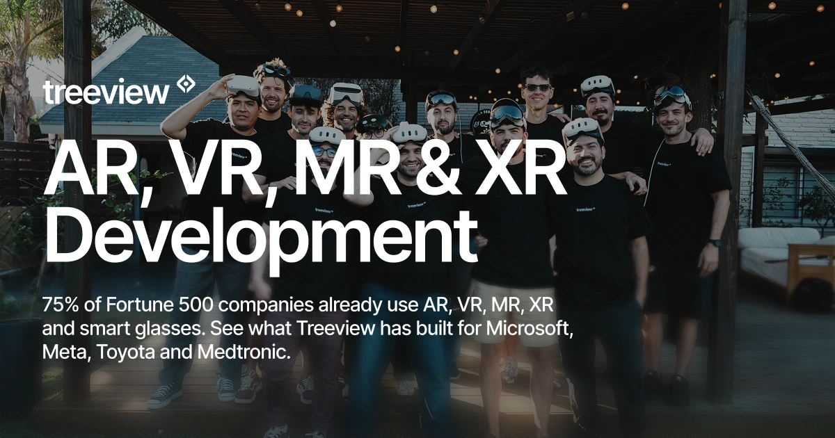 Treeview's homepage hero image representing their AR/VR/MR/XR development work