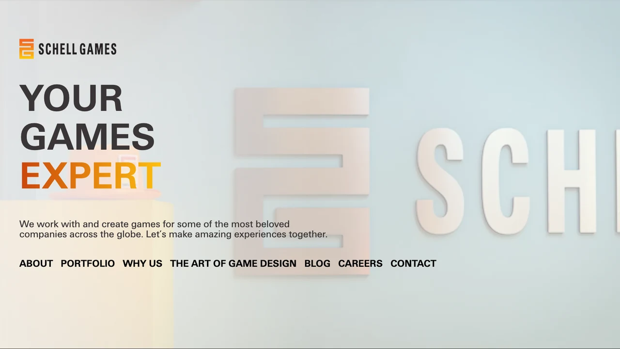 Schell Games website, headed Your Games Expert
