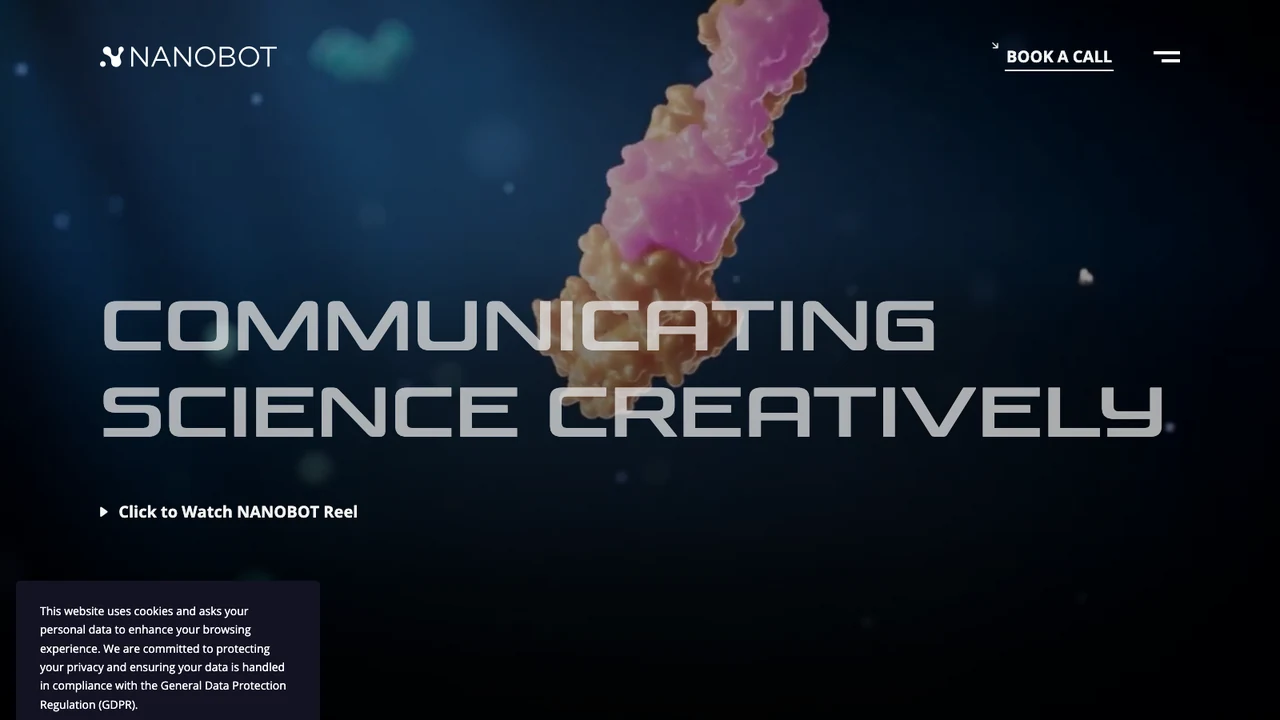 Nanobot Medical website, headed Communicating Science Creatively