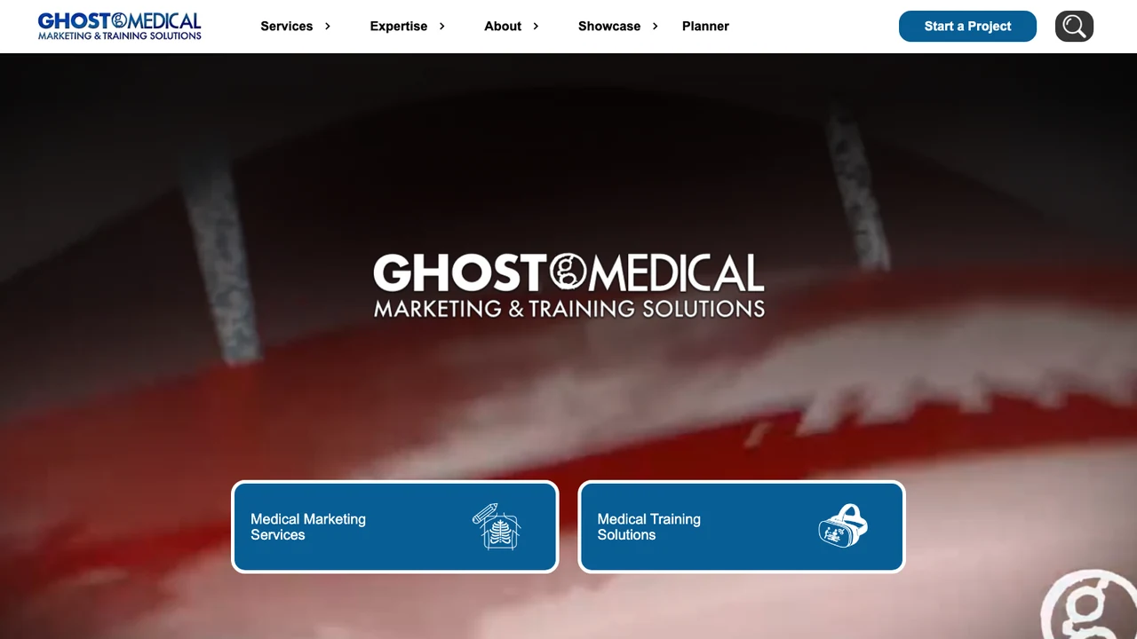 Ghost Medical website homepage