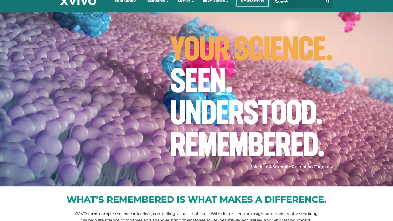 XVIVO Scientific Animation website homepage