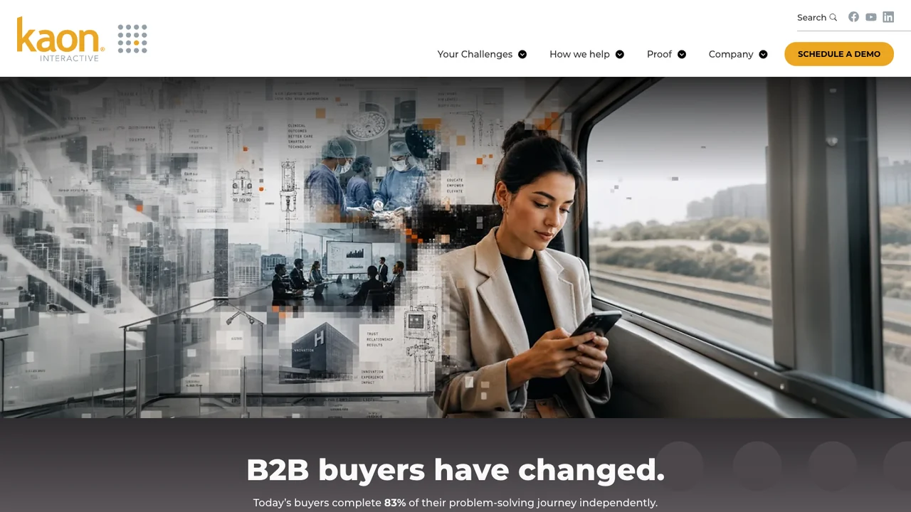Kaon Interactive website homepage, headed B2B buyers have changed.