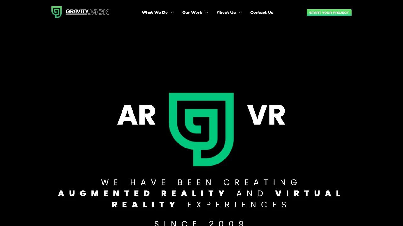 Gravity Jack website, stating it has been creating augmented reality and virtual reality experiences since 2009.